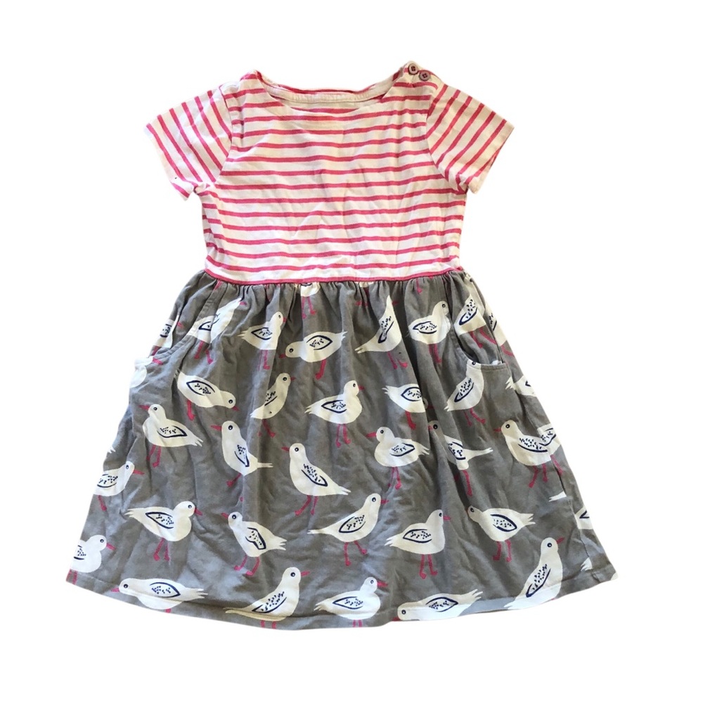 Mini Boden Striped Pink and Gray Kids Dress